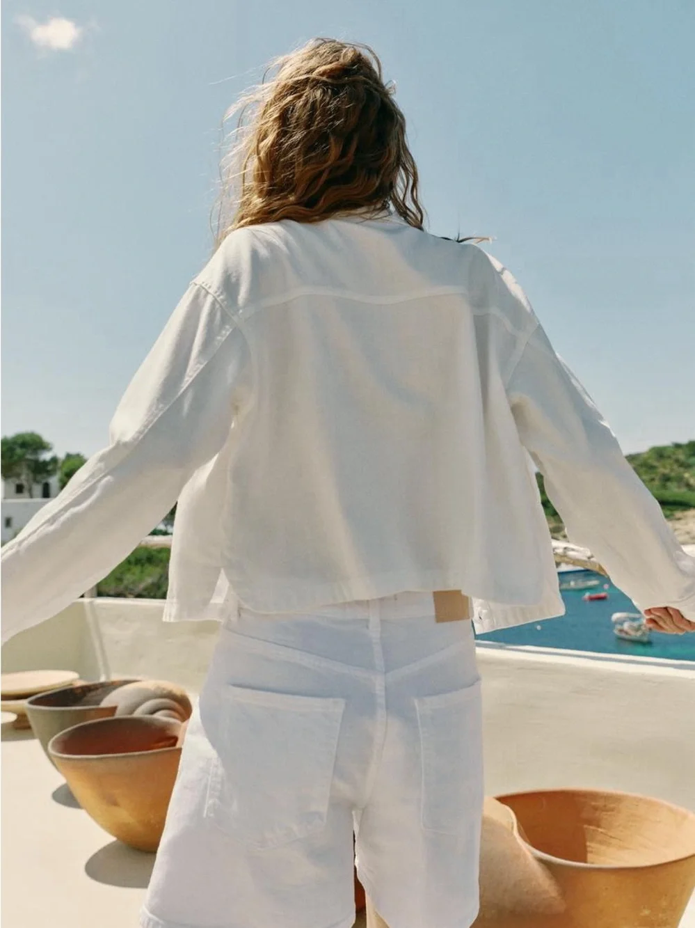 Zara White Jacket with Gold Button Detail- New with Tags